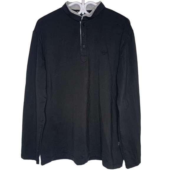 Emporio Armani Long Sleeve 1/4 Button Collared Henley Long Sleeve Shirt,Size XXL - Picture 9 of 9